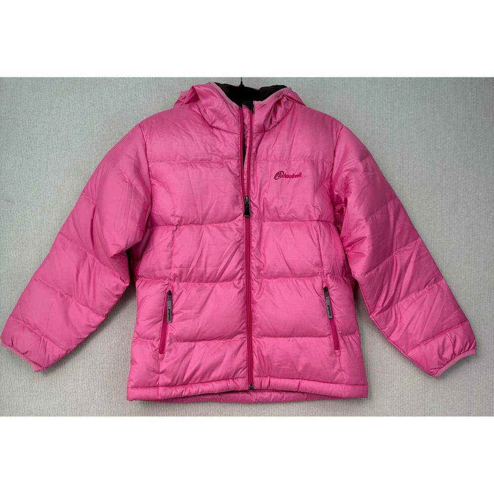 NWT Cloudveil Girls 12 Puffer Down Jacket Pink Goose Down Hooded Winter Coat